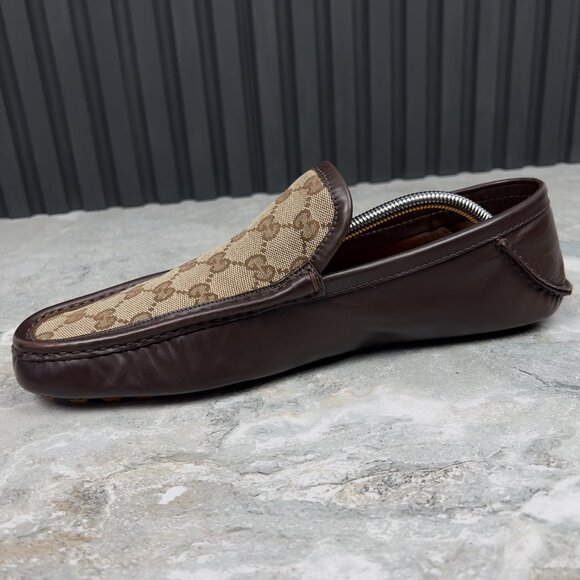 Gucci GG Canvas Vintage Moccasins Brown Leather 10 G or 10.5 US or 44 EUR - Picture 5 of 11